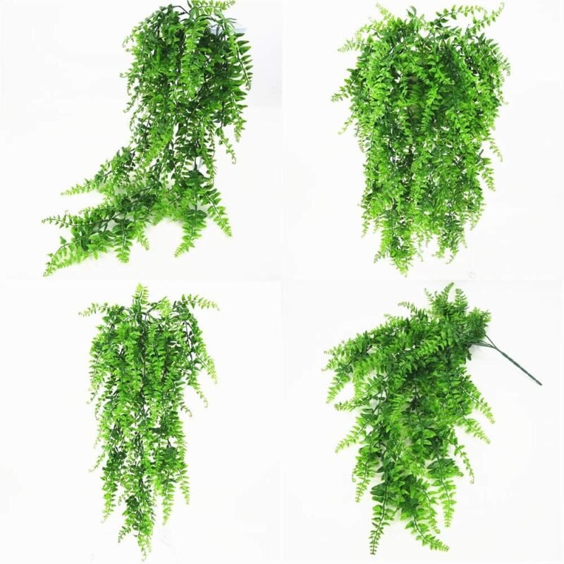 Fycooler Planta Artificial Colgante de Helecho - Decorativas de Hojas de Hiedra Falsa para Interiores y Exteriores, Decoración de Follaje Falsificado para Sala de Estar, Cocina, Balcón, Jardín - Imagen 3