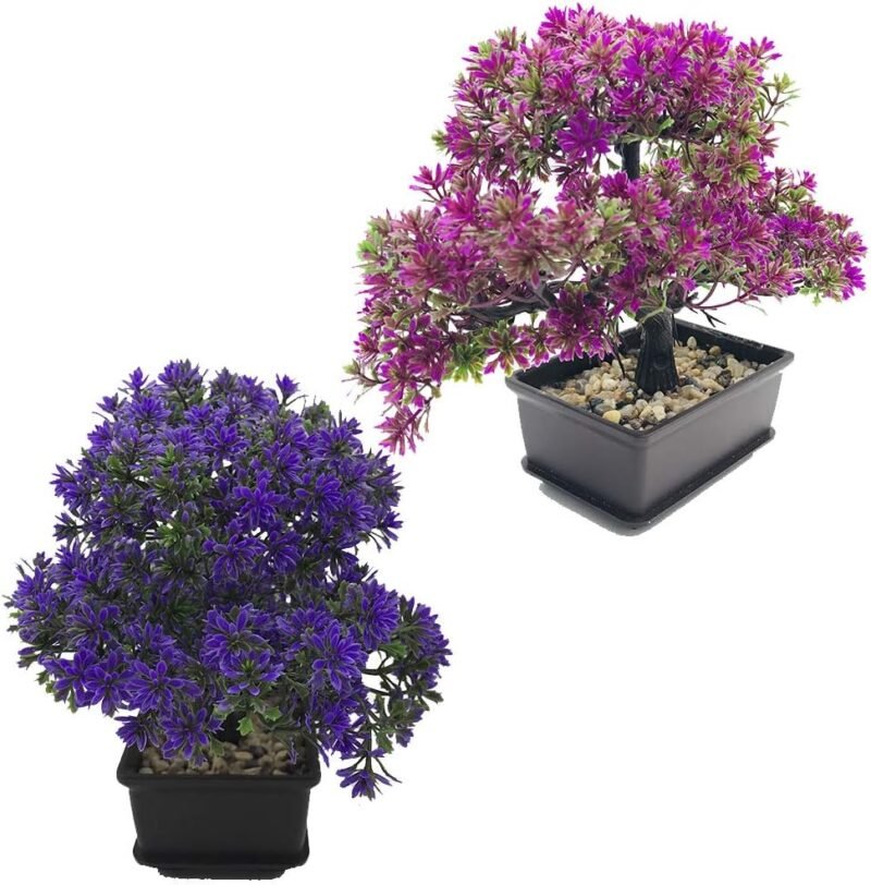 Fycooler Bonsai Artificial Decoración de Plantas Falsas Plantas Artificiales en macetas Plantas de Bonsai de Pino japonés- árbol de Bonsai para la decoración del hogar Pantalla de Escritorio- 2 Set - Imagen 5