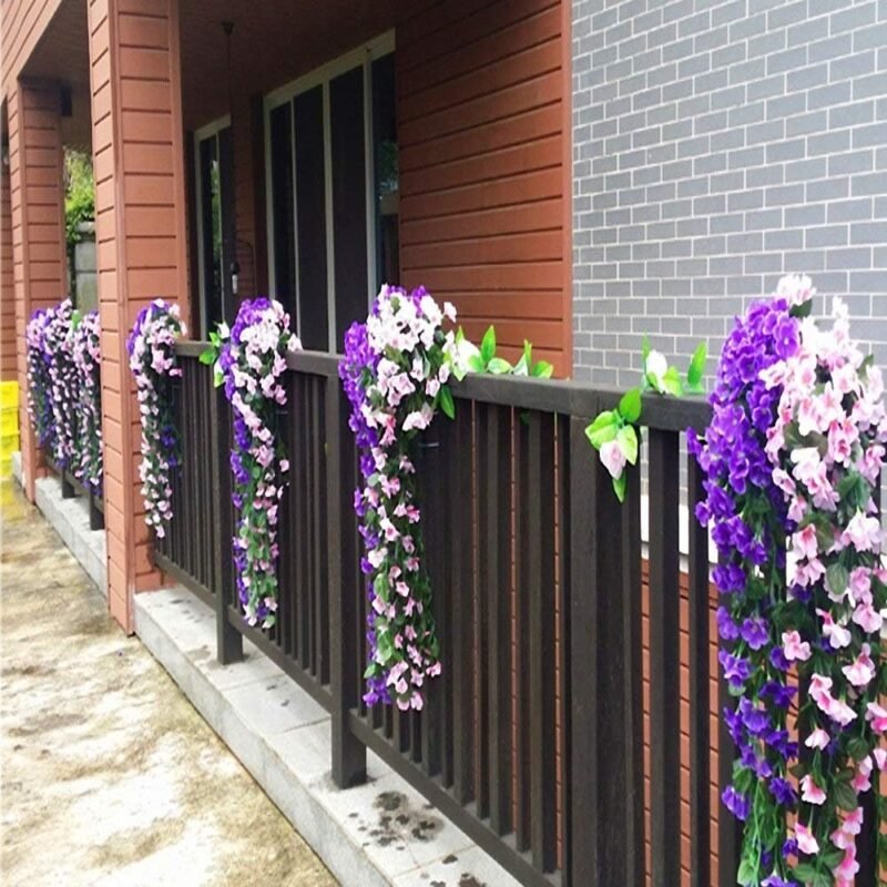 duisoad FUJIE 2 Piezas Artificiales De Colgantes Plantas Simulation Violet Flower Wisteria Artificial para Colgar con Hojas Verdes Decoración para Boda Fiesta - Púrpura - Imagen 2