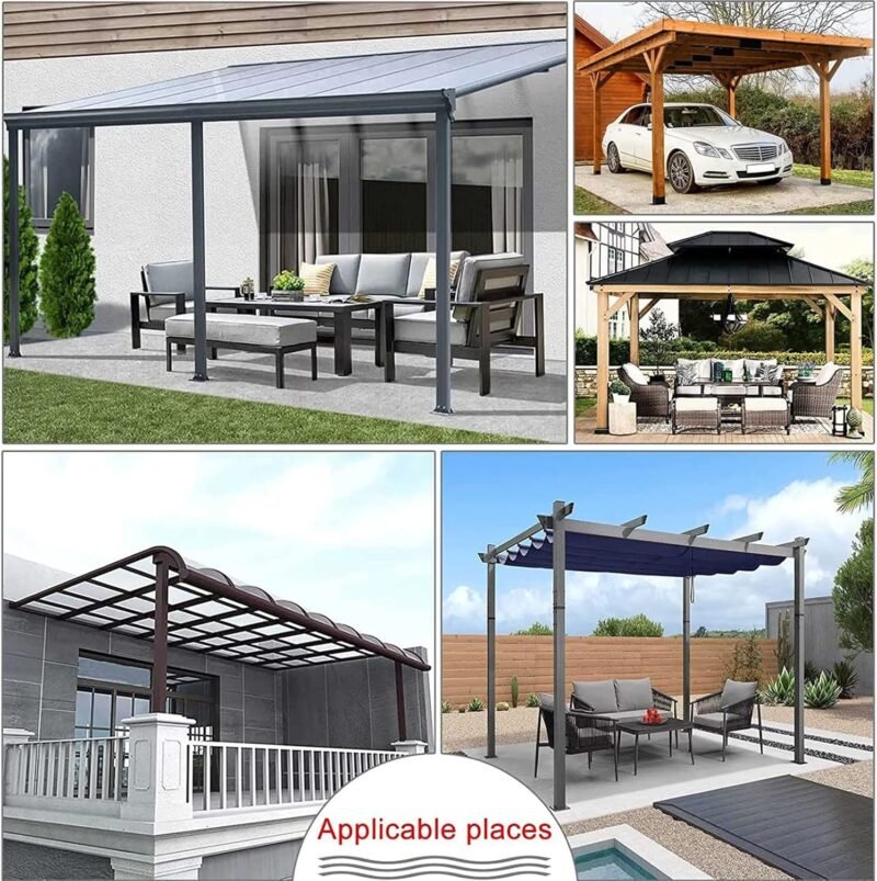 WZYJLyds Panel Lateral de Lona de Cenador con Puertas Cremallera, Cortinas de Lona Alquitranada Impermeable Exterior, Cortina de Lluvia, Lona Transparente Blanco para Pérgola, Porche, Patio, Balcón - Imagen 7