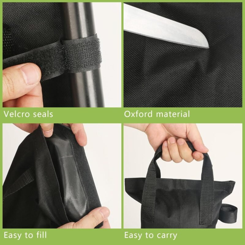 4 pesos de saco de arena, bolsa de peso plegable portátil para cenador, bolsas de arena de tela Oxford resistente, cenador desplegable, cenador de jardín, sombrilla de patio, refugio de barbacoa, - Imagen 5