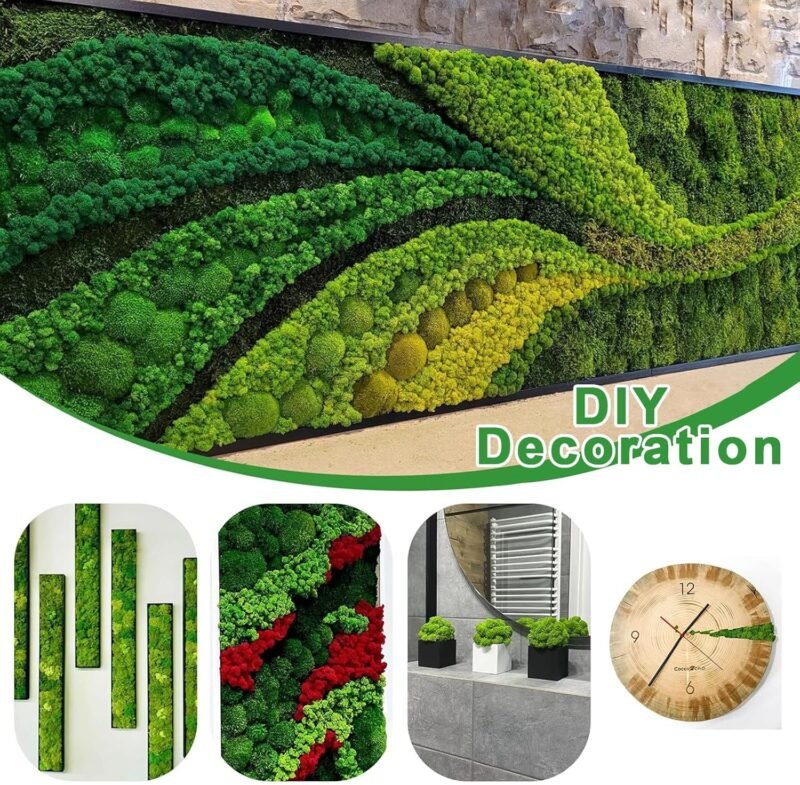 Musgo Artificial Decoracion 100g Musgo Artificial Musgo Natural Preservado Plantas Artificiales Simulación de Musgo Musgo Conservado Decorativo para Musgo，para Manualidades（Verde Claro） - Imagen 8