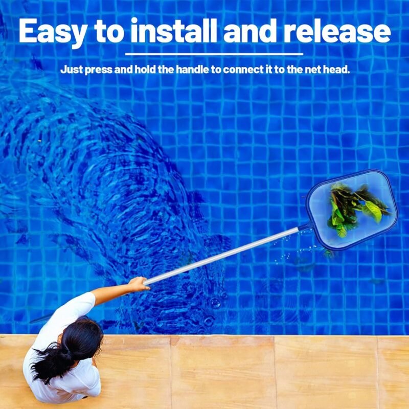 Recoge Hojas para Piscinas, Piscina Net Leaf Skimmer con Poste Telescópico, Red de Hoja de Piscina de Malla Fina para Piscina, Spas, Estanques, Jacuzzis - Imagen 6