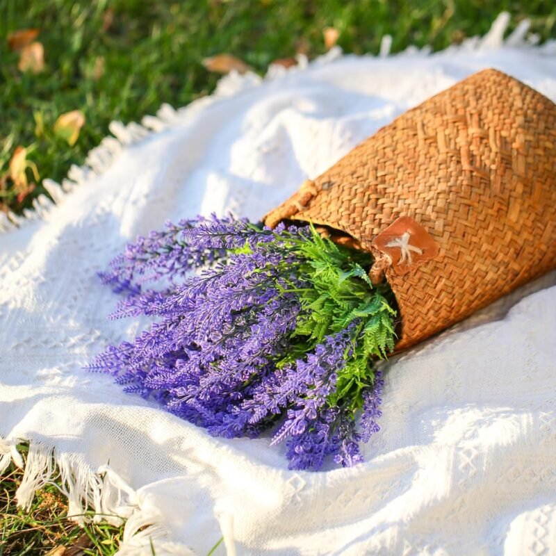YunNasi Lavanda Artificial Flores Artificiales para la Decoración del hogar Plantas Artificiales para Exterior Arreglos de Boda Decoración de Mesa(6pcs, Morado) - Imagen 4