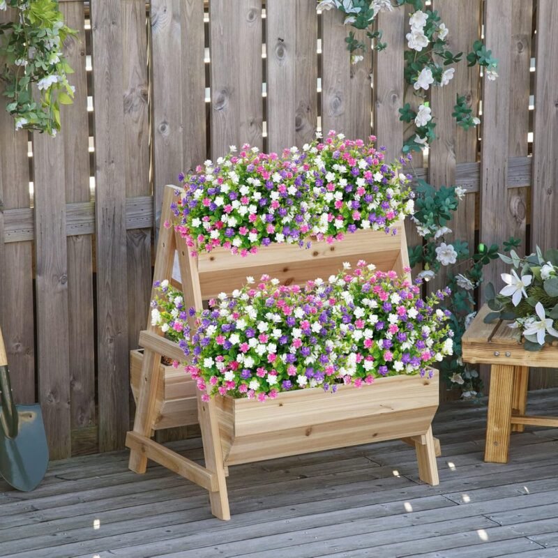 SOMYTING 9 Paquetes de Flores Artificiales para balcón Flores Artificiales Resistentes a los Rayos UV arbustos Verdes Plantas Artificiales eucalipto decoración para Interiores jardín Exteriores - Imagen 6