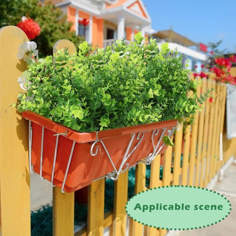 Hierba Artificial, 5 Paquetes, al Aire Libre, Resistente a los Rayos UV, Plantas Artificiales para Exteriores, Flores Artificiales para balcón, Verde eucalipto, Hierba Artificial, decoración al Aire - Imagen 7