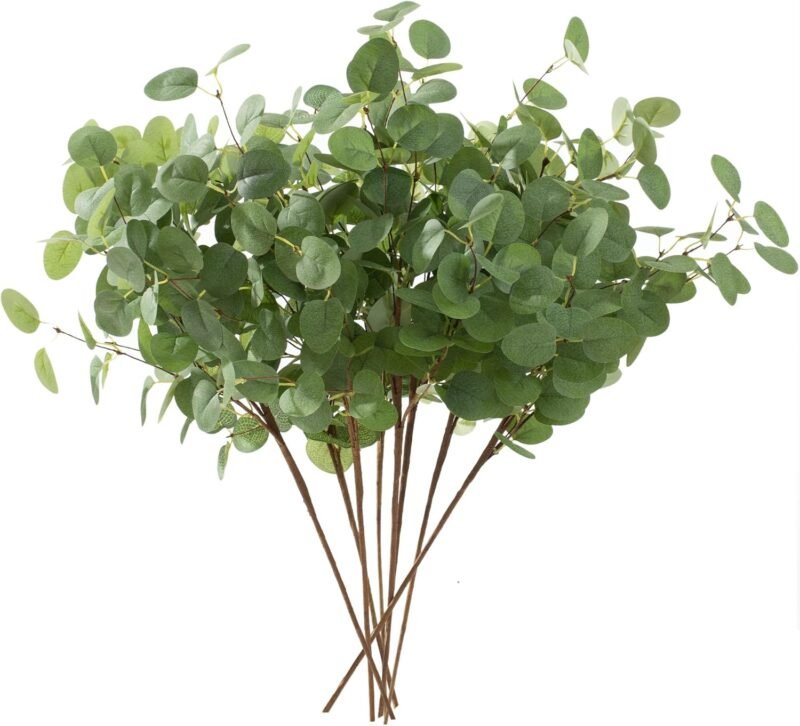 HNVNER 6 Manojos de Eucalipto Artificial Ramas Eucalipto Verdes 60cm Hojas de Eucalipto Artificiales para Decoración De Fiestas, Bodas, Jardín, Hogar, Oficina,Arreglos Florales
