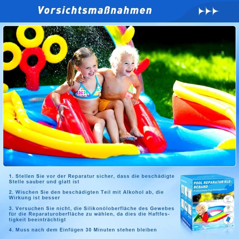 KAZATE Kit de Reparación Piscina Autoadhesivo Impermeable al Agua, 10 cm x 150 cm Parches de Reparación para Cama de Agua, Piscina, Liner de Piscina, Piscina Infantil, Colchón de Aire - Imagen 7