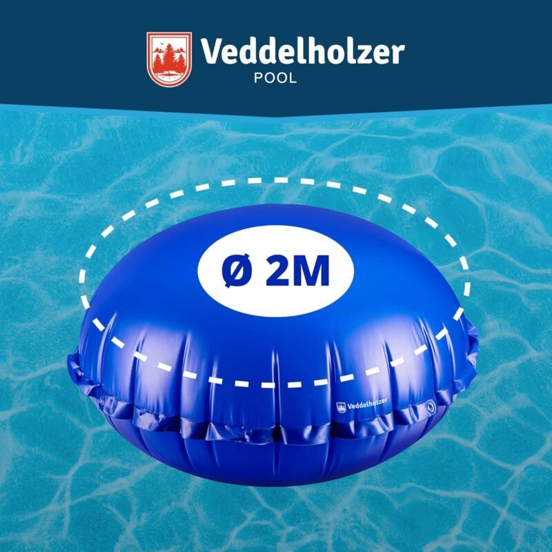 Veddelholzer Cojín redondo XXL de 2 m de diámetro para piscina, incluye cuerda de fijación de 6 m y kit de reparación, cojín de aire para cubierta de piscina. Accesorio de piscina perfecto para cubrir - Imagen 2