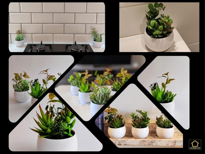 HOMEVID Plantas Artificiales Decorativas en Maceta Plantas pequeñas de plástico sintético para Interiores y Exteriores Pack 6 Unidades para el Hogar Oficina Escritorio Salon baño Cocina Dormitorio - Imagen 5