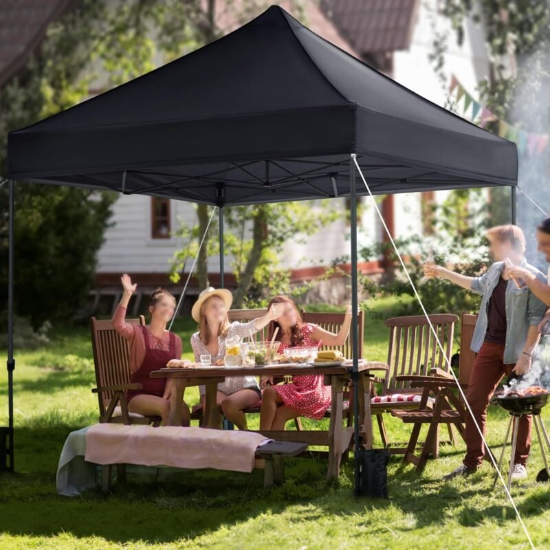 Yaheetech Carpa Plegable 3x3 Cenador Plegable de Jardín Resistente al Agua Carpa de Jardín con Bolsa de Transporte con Ruedas para Exterior Fiestas Camping Negro - Imagen 2
