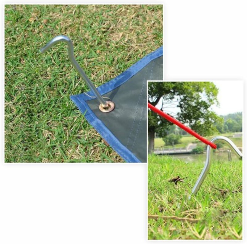 Clavijas de metal galvanizadas extra fuertes para tienda de campaña, resistentes a la corrosión, ganchos ligeros para camping, para senderismo, jardín, cenador y viajes (paquete de 10) - Imagen 5