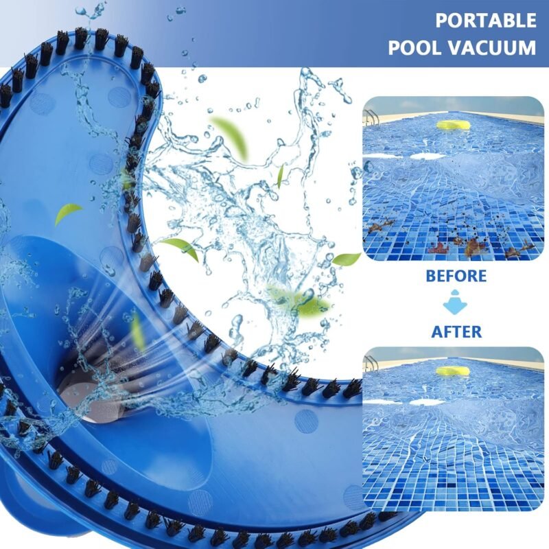 Aspirador de Piscina Portátil Aspiradora de Piso de Piscina Cepillo de Piscina con Bolsa de Malla Manual Accesorios de Limpieza de Piscinas para Piscinas Estanques y Fuentes - Imagen 3