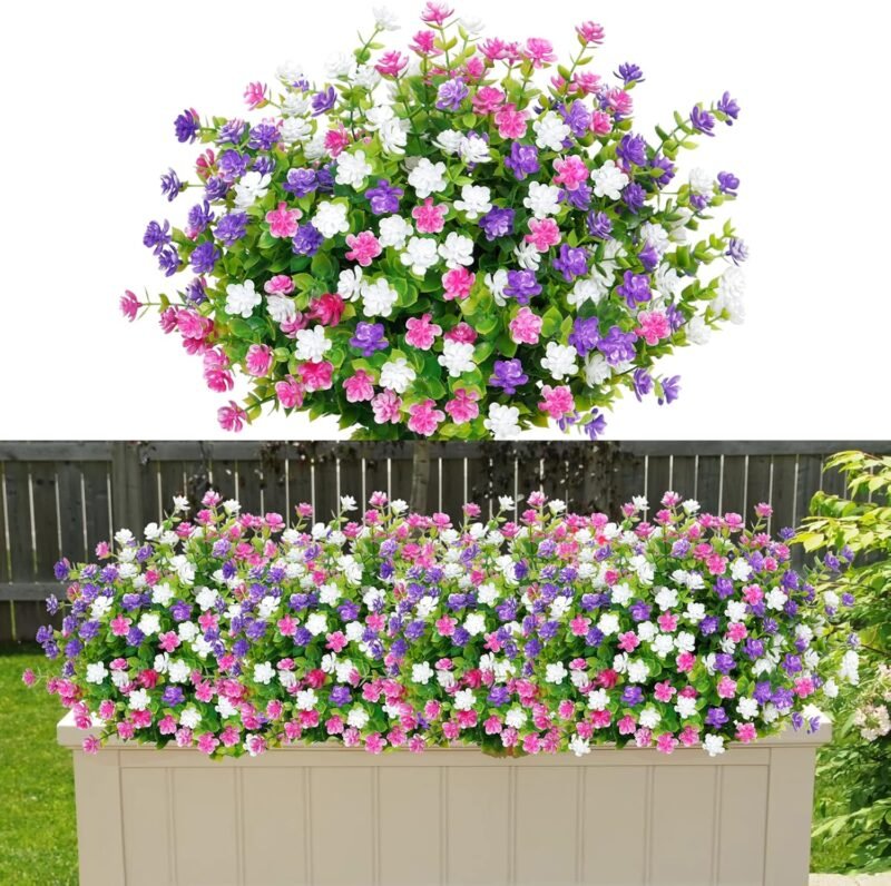 SOMYTING 9 Paquetes de Flores Artificiales para balcón Flores Artificiales Resistentes a los Rayos UV arbustos Verdes Plantas Artificiales eucalipto decoración para Interiores jardín Exteriores