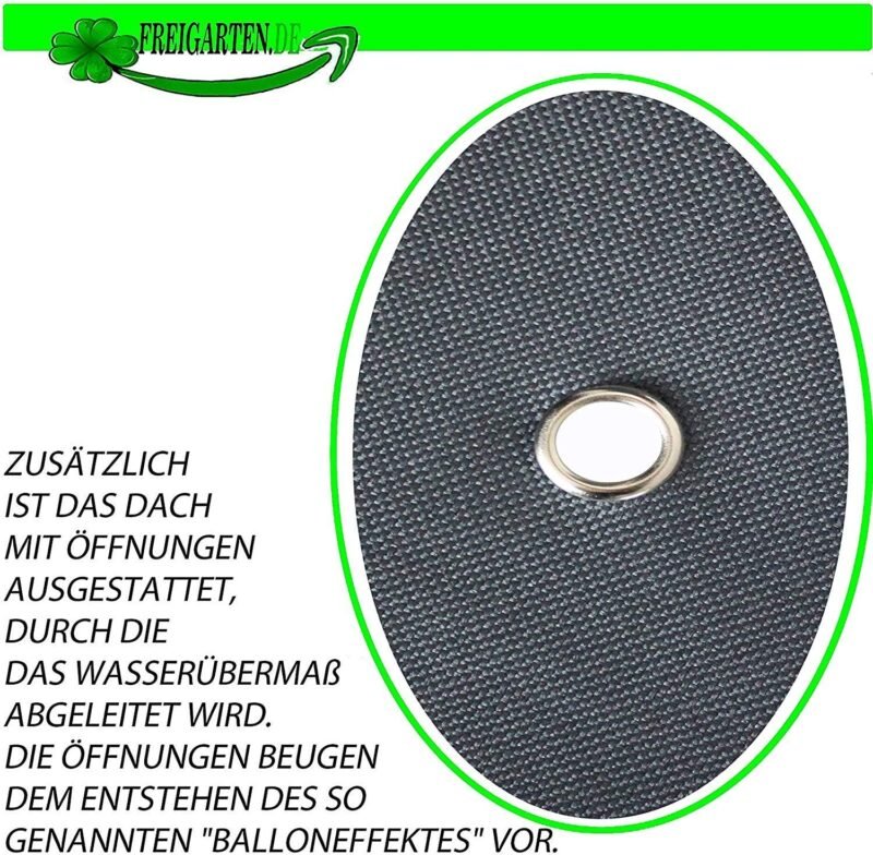 freigarten.de Techo de repuesto para cenador de 3 x 3 m, resistente al agua. Material: PVC suave de Panamá de 370 g/m², extrafuerte, modelo 2 (antracita) - Imagen 4
