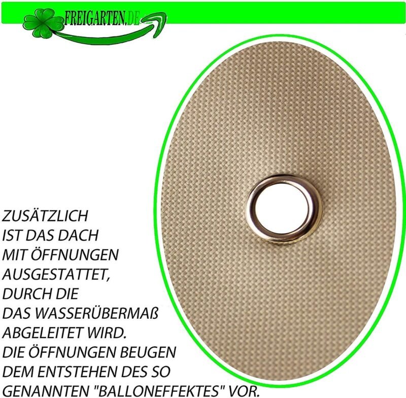 freigarten.de Techo de repuesto para cenador de 3 x 3 m, resistente al agua. Material: PVC suave de Panamá de 370 g/m², extrafuerte, modelo 2 (beige) - Imagen 4