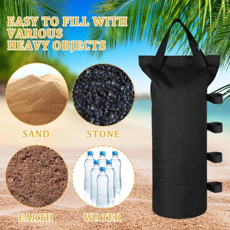 Pesos para Carpa, Bolsa De Peso, 4 Pesos para Cenador, Saco De Arena 600d Oxford, Sacos De Lastre De Arena con Cinturón Largo, Bolsas De Arena para Bolsas De De Equilibrio para Paraguas De Patio - Imagen 4