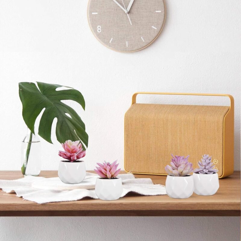 Zalava Plantas Artificiales Decorativas, 4Pcs Plantas Suculentas Pequeñas en Maceta para Hogar, Oficina, Baño, Cocina, Interior y Exterior - Imagen 7