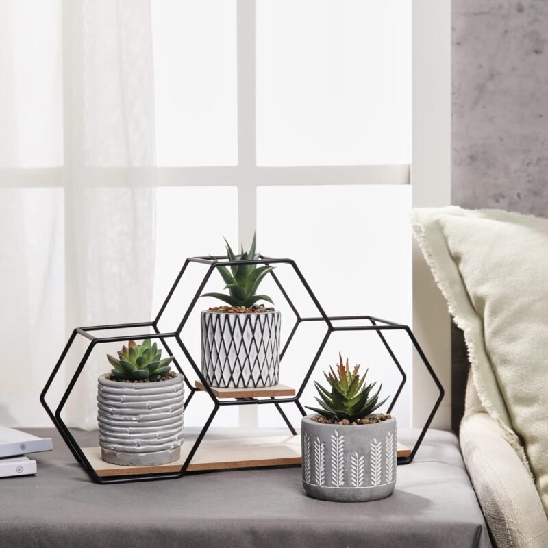 TERESA'S COLLECTIONS Planta Artificial con Maceta, Juego de 3 Plantas Suculentas Artificiales como Decoración para el hHogar y la Oficina, Macetas para Flores, Regalos - Imagen 3