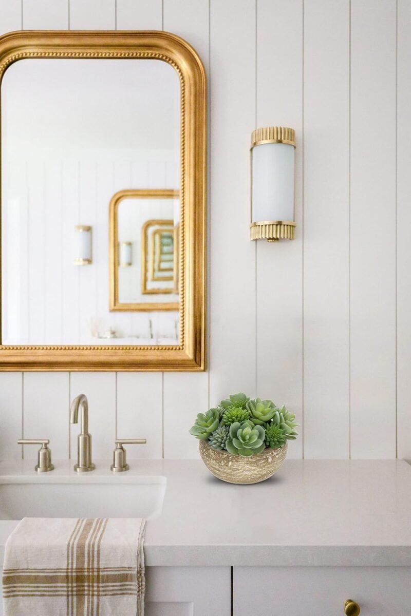 Hollyone Plantas suculentas artificiales de 11 cm en maceta de cemento, pequeñas suculentas falsas para decoración del hogar, planta de imitación decorativa para interiores para sala de estar, - Imagen 6