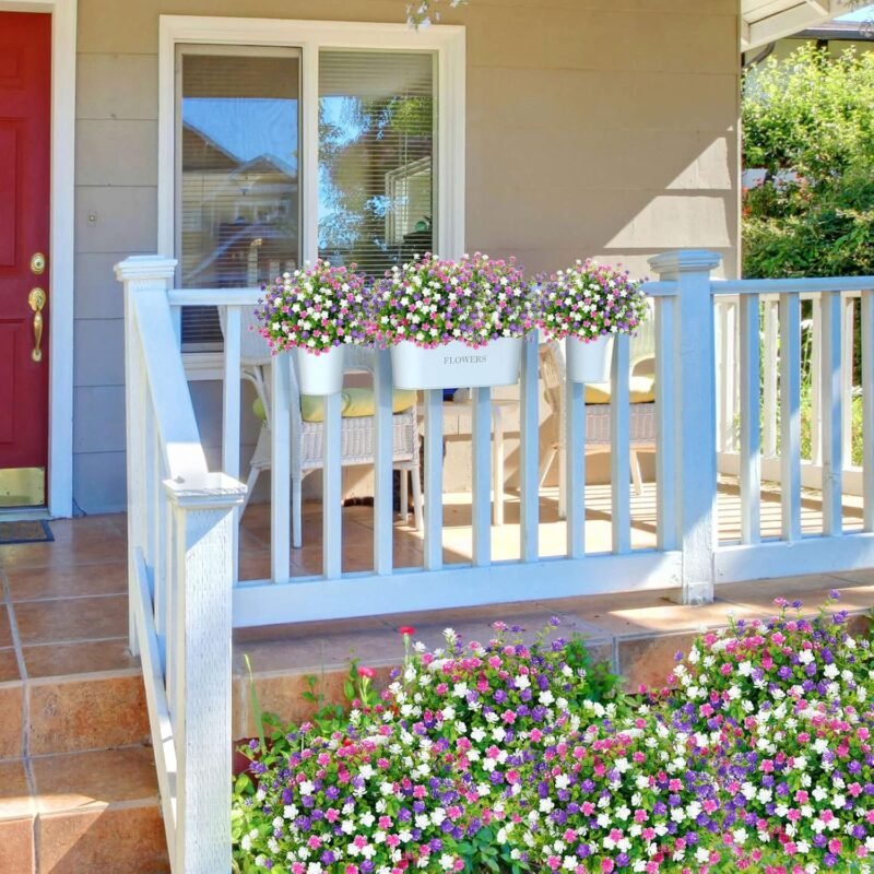 SOMYTING 9 Paquetes de Flores Artificiales para balcón Flores Artificiales Resistentes a los Rayos UV arbustos Verdes Plantas Artificiales eucalipto decoración para Interiores jardín Exteriores - Imagen 5