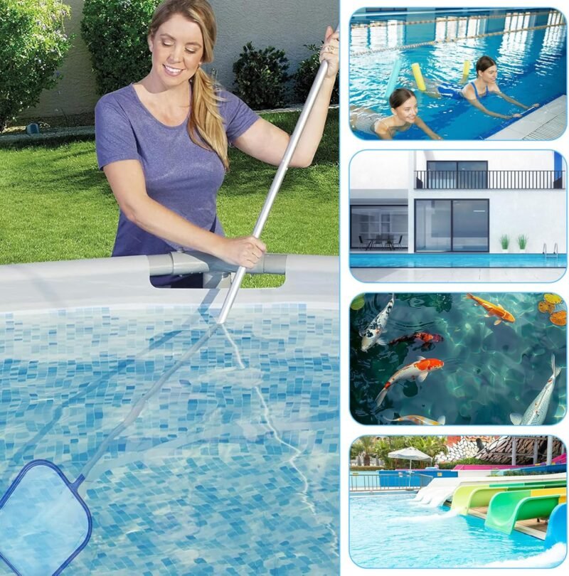 Recoge Hojas para Piscinas, Piscina Net Leaf Skimmer con Poste Telescópico, Red de Hoja de Piscina de Malla Fina para Piscina, Spas, Estanques, Jacuzzis - Imagen 4