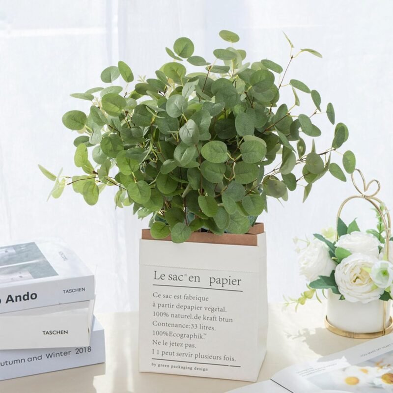 HNVNER 6 Manojos de Eucalipto Artificial Ramas Eucalipto Verdes 60cm Hojas de Eucalipto Artificiales para Decoración De Fiestas, Bodas, Jardín, Hogar, Oficina,Arreglos Florales - Imagen 3