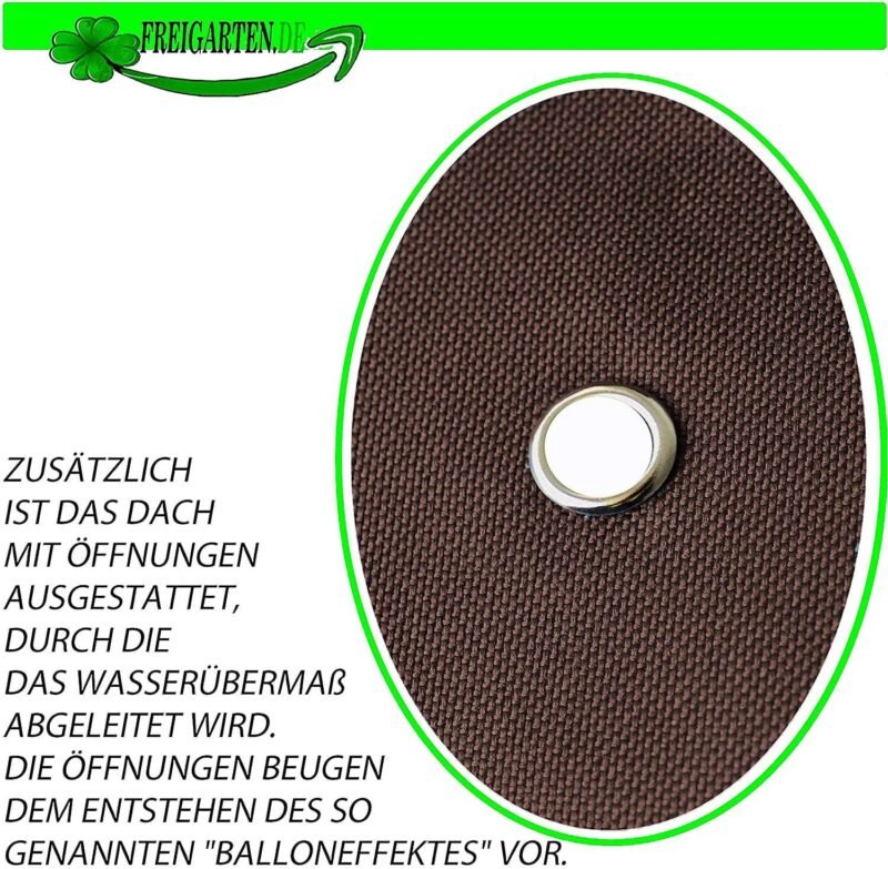 freigarten.de Techo de repuesto para cenador de 3 x 3 m, resistente al agua. Material: PVC suave de Panamá de 370 g/m², extrafuerte, modelo 2 (marrón) - Imagen 4