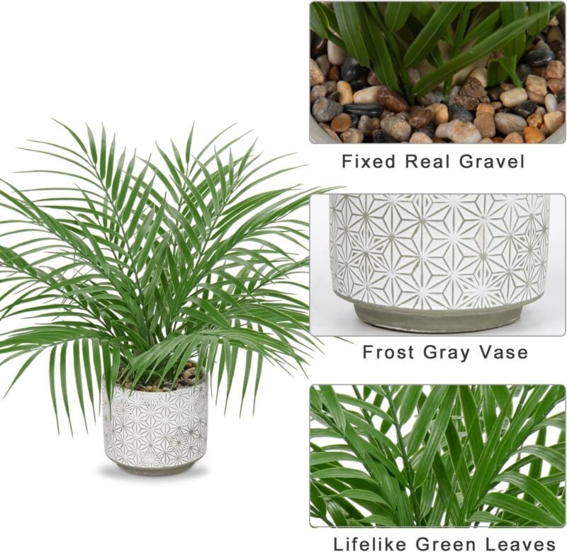 Palmeras Artificiales, Planta Artificial pequeña en Maceta, 40,6 cm / 16 Pulgadas, Plantas Artificiales de Interior como auténticas, para casa, Oficina, Hotel, Oficina, cafetería, decoración Moderna - Imagen 5