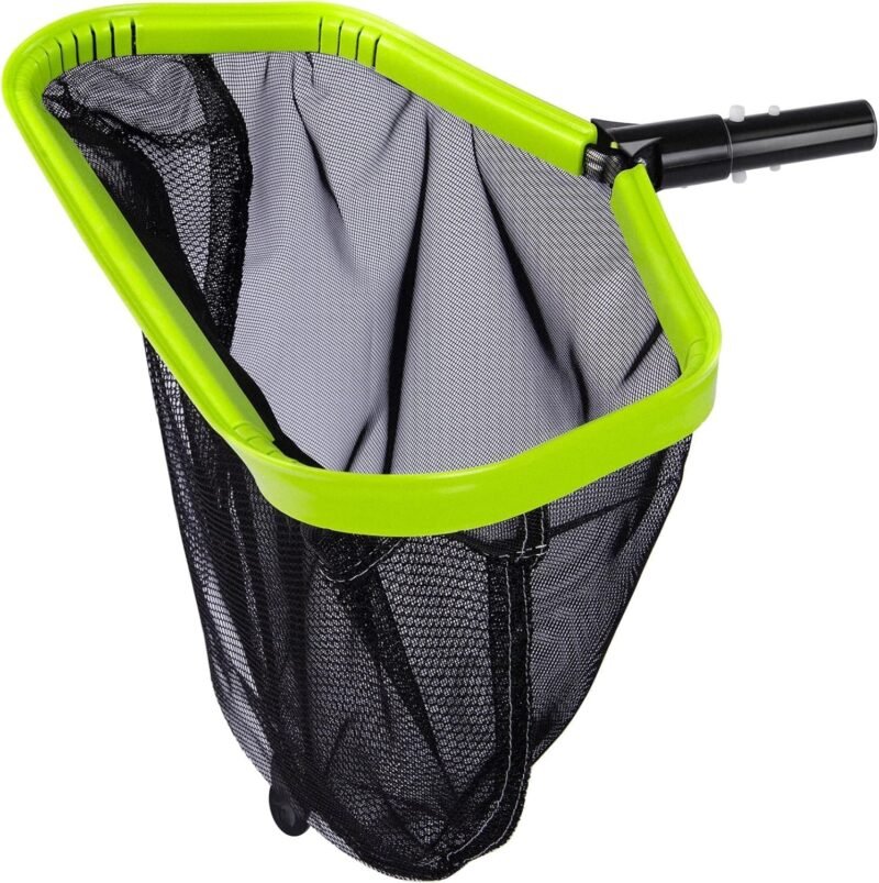 WELDUN Red para piscina, red recogehojas para piscina con bolsa profunda de doble capa, marco de aluminio resistente, red de rastrillo para hojas con malla fina, verde (sin vara)