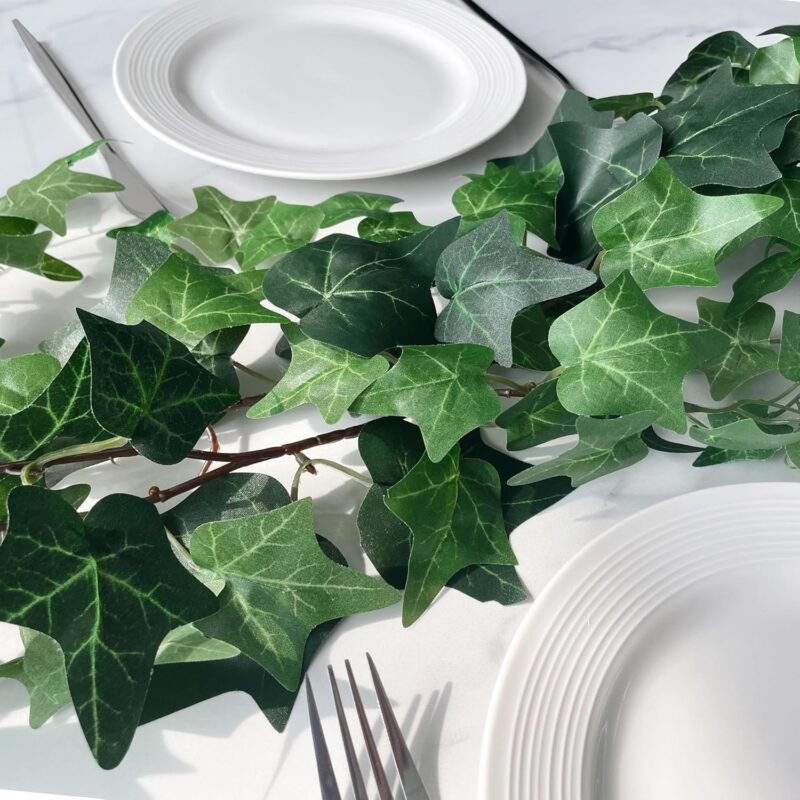 TINA 3Pcs 1.8m Plantas de Hiedra Artificial Enredaderas Artificiales Guirnaldas de Hiedra Artificial Plantas Decorativas Colgantes de Hojas de Hiedra para Interiores y Exteriores Balcón Paredes - Imagen 4