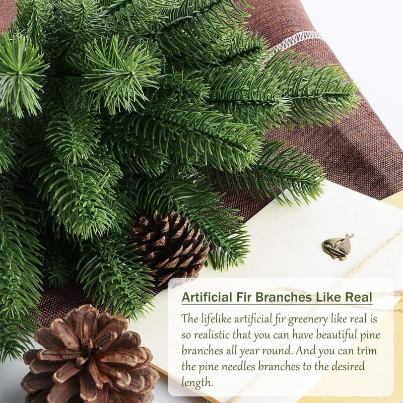 24 Pcs Falsas Verdes Agujas De Pino Guirnaldas Agujas De Pino De Plantas Verdes De Imitación Ramas De Pino De Plástico Ramas De Abeto Artificiales Naturales para Navidad Decoración del Hogar (Verde) - Imagen 5