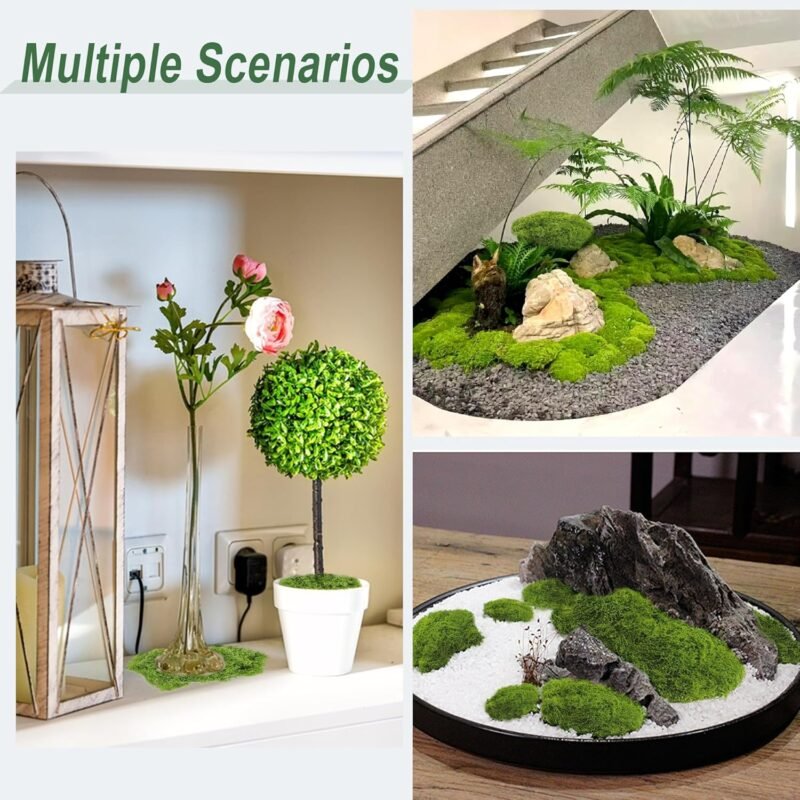 ROLLWAY Musgo Artificial Decoracion 150g Simulación de Musgo Planta Verde Artificial Maualidades Simulación Césped Artificial Musgo para decoración de manualidades Jardines Eternos (verde claro) - Imagen 3
