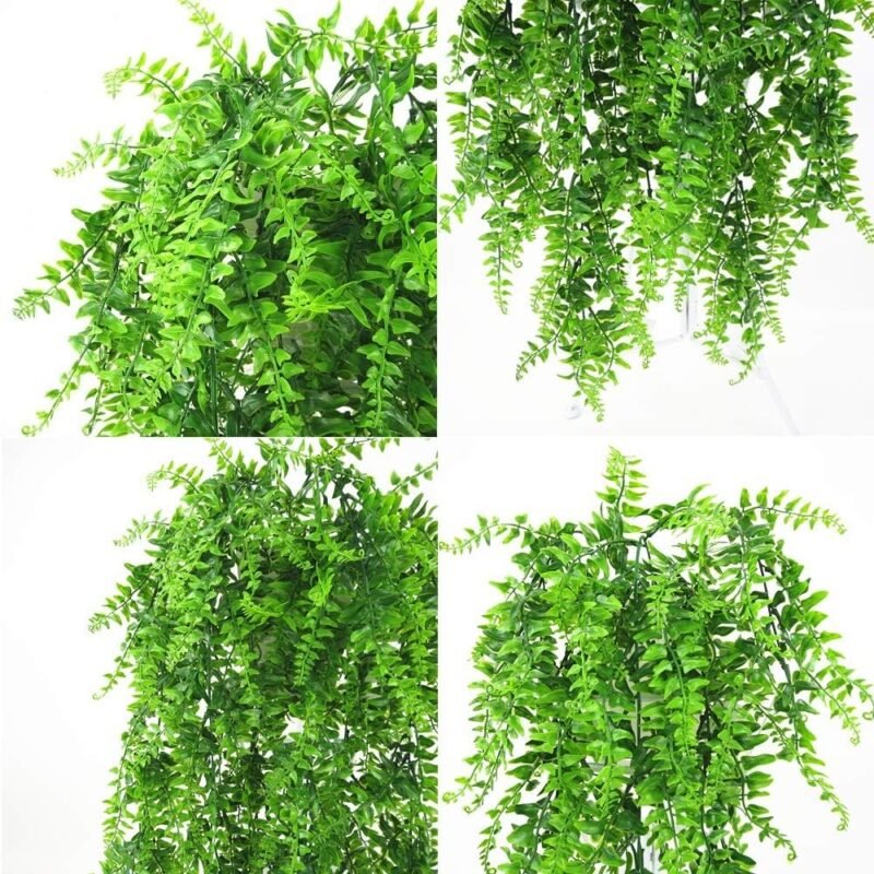 Fycooler Planta Artificial Colgante de Helecho - Decorativas de Hojas de Hiedra Falsa para Interiores y Exteriores, Decoración de Follaje Falsificado para Sala de Estar, Cocina, Balcón, Jardín - Imagen 4