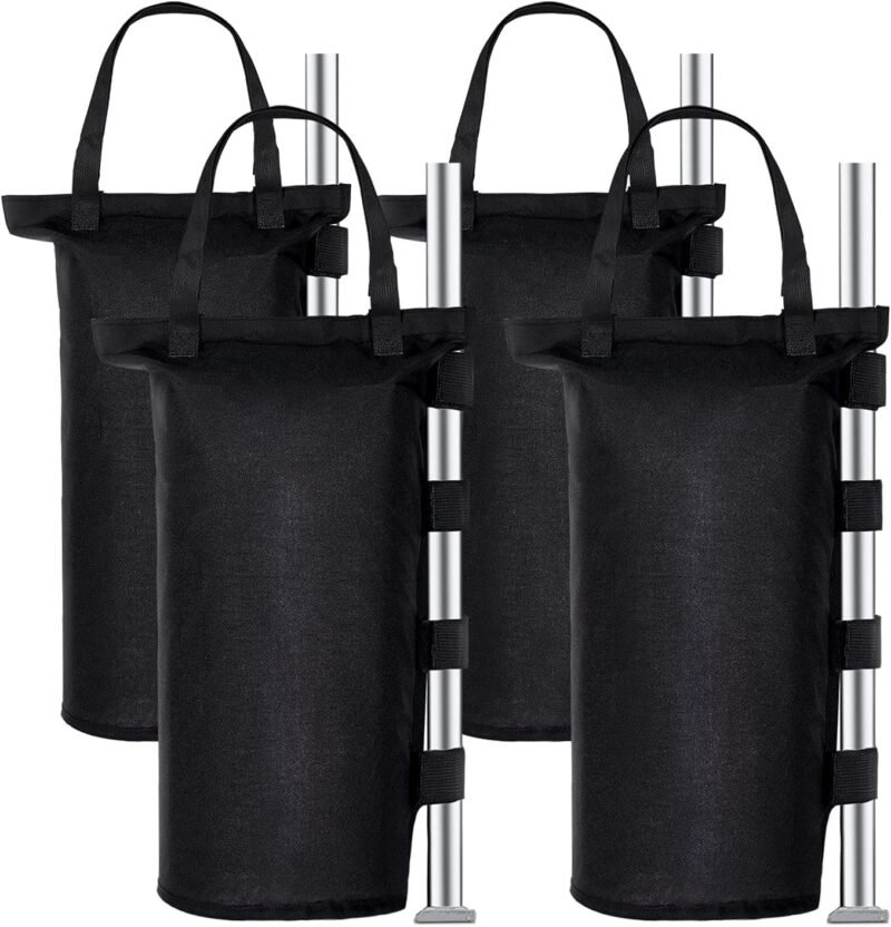 BROSYDA Juego de 4 Sacos de Arena Resistentes de Grado Industrial 600D para Patas de cenador, Revestimiento de PVC en el Interior, Bolsas de Arena para Cualquier Tienda de campaña emergente, toldo al