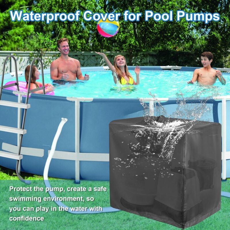 Cubierta para Bomba de Piscina Cubierta de Bomba de Piscina Cubierta para Sistema de Filtrado Cubierta para Filtro de Piscina Cubierta para Filtro de para Piscina Oxford 100% Impermeable 84x61x86 cm - Imagen 3
