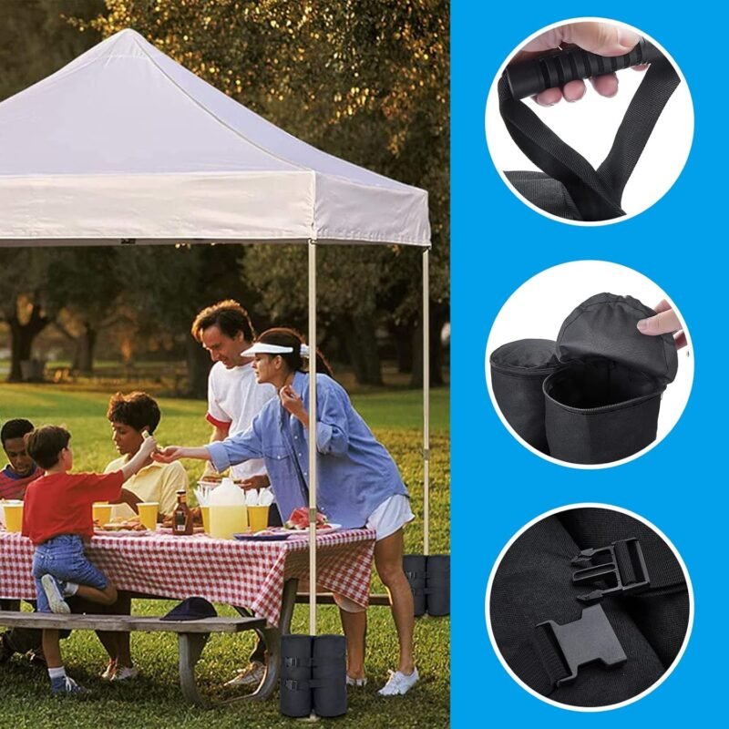 Juego de 4 sacos de arena para cenador, bolsas de arena, pesos de las piernas, pesos para cenador, carpa plegable, rellenable, reutilizable, bolsa de arena para carpas de jardín, carpas de jardín - Imagen 5