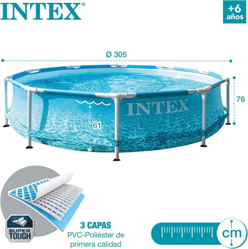 Intex ¡28208NP-PISCINA Beachside Frame D305X76 CM (C/Bomba Filtro) - Imagen 6