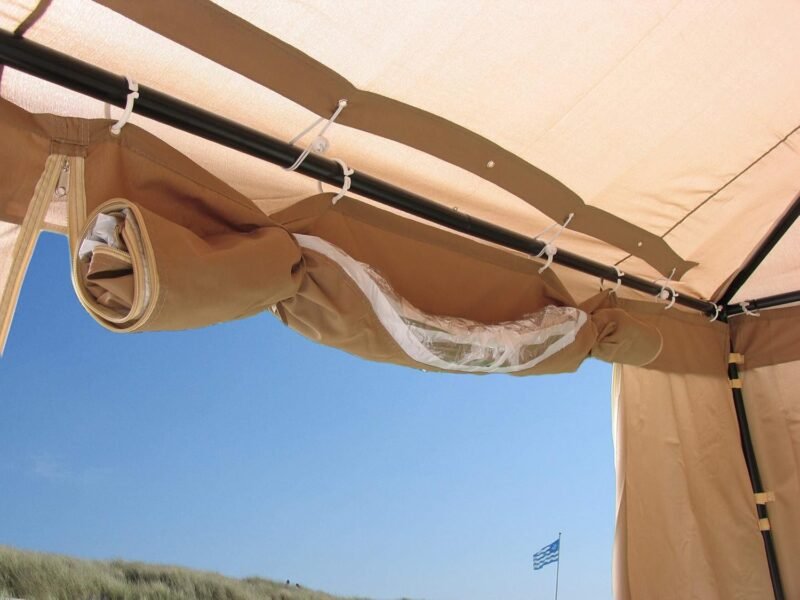 Quick Star - 2 Paredes Laterales con Ventana de PVC para cenador Sahara 4 x 4 m, Color Arena - Imagen 5