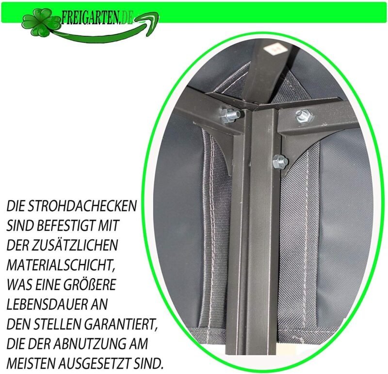 freigarten.de Techo de repuesto para cenador de 3 x 3 m, resistente al agua. Material: PVC suave de Panamá de 370 g/m², extrafuerte, modelo 2 (antracita) - Imagen 6
