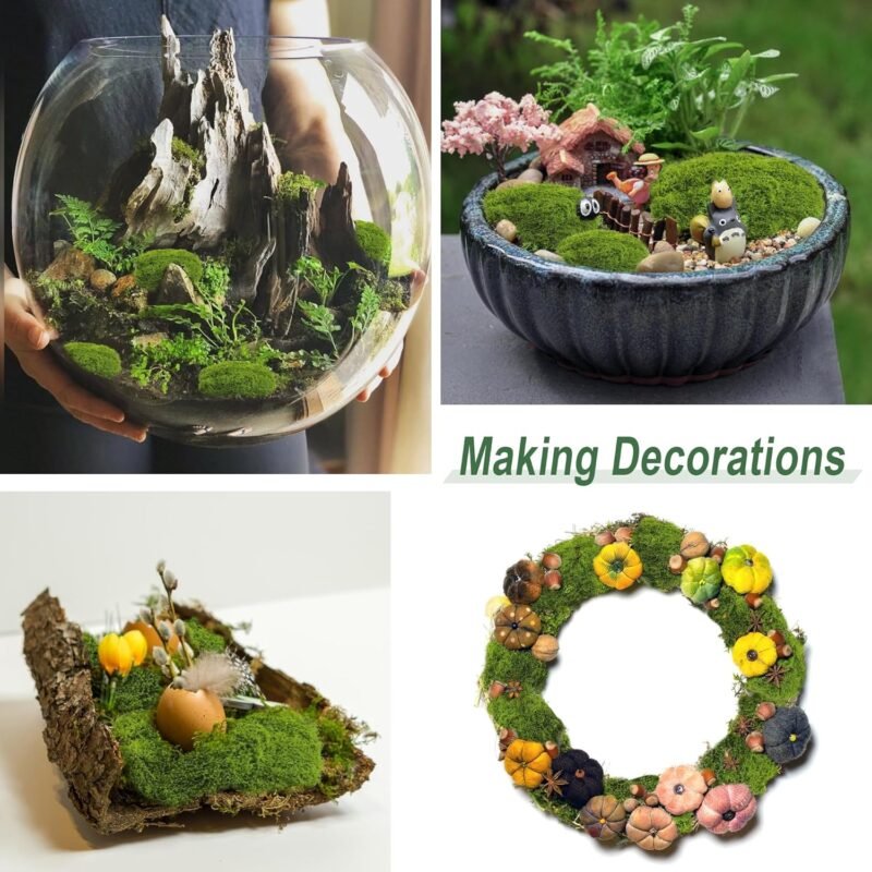 ROLLWAY Musgo Artificial Decoracion 150g Simulación de Musgo Planta Verde Artificial Maualidades Simulación Césped Artificial Musgo para decoración de manualidades Jardines Eternos (verde claro) - Imagen 4