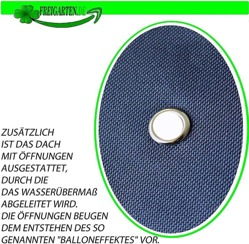 reigarten.de Techo de repuesto para cenador de 297cm X 297cm, resistente al agua, material: Panama PCV Soft 370 g/m², extra fuerte, modelo 1 (azul marino)" - Imagen 5