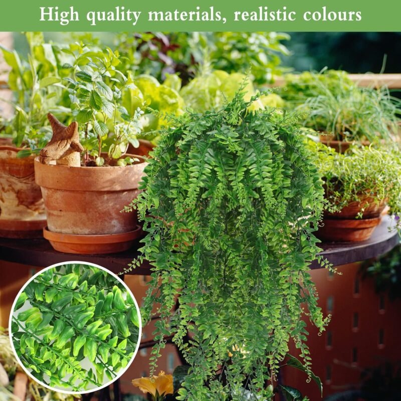 Towviy 2pcs Plantas Artificiales Colgantes Artificial Hiedra Planta Artificial Colgante Hiedra Artificial Helecho Persa Exterior Plantas Artificiales Decorativas Colgante Hoja Plastico Enredadera - Imagen 4