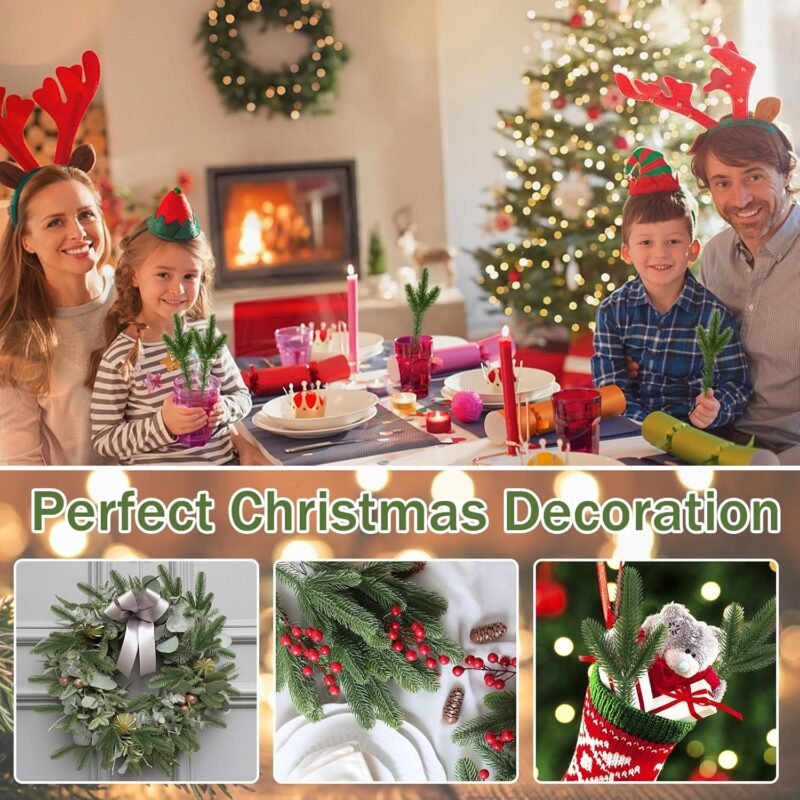 24 Pcs Falsas Verdes Agujas De Pino Guirnaldas Agujas De Pino De Plantas Verdes De Imitación Ramas De Pino De Plástico Ramas De Abeto Artificiales Naturales para Navidad Decoración del Hogar (Verde) - Imagen 7