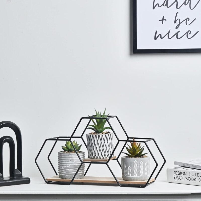 TERESA'S COLLECTIONS Planta Artificial con Maceta, Juego de 3 Plantas Suculentas Artificiales como Decoración para el hHogar y la Oficina, Macetas para Flores, Regalos - Imagen 4