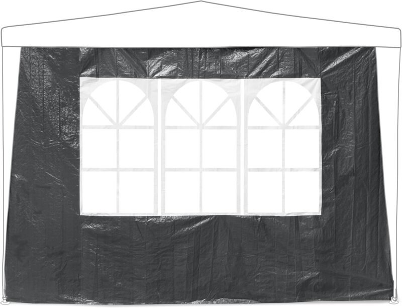 Relaxdays Set 2 Paneles Laterales Carpa, 2x3 m, Cortinas Cenador, con Ventana, Impermeables, Lonas Cierre Pérgola, Gris - Imagen 6