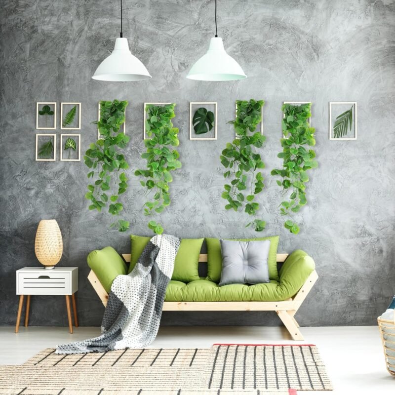 VFANDV Plantas Artificiales Colgantes, 2 Piezas Plantas Colgantes Artificiales 108cm, Plantas Colgantes Hiedra Verde Artificial para Boda Jardín Balcón Dormitorio Interior Decoración de la Pared - Imagen 2