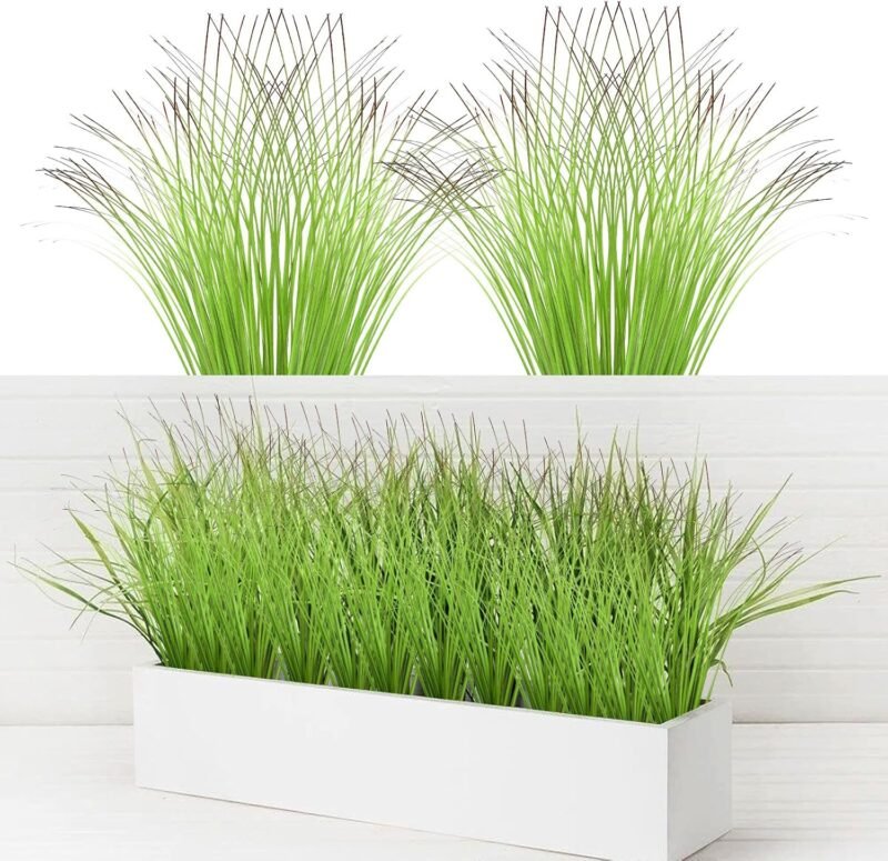 TNSLAND 12 Pezzi Plantas Artificiales Hierba Artificial Exterior Césped Artificial Exterior Hierba de Trigo Protección UV Plantas Artificiales Exterior Césped Decorativo de Jardín