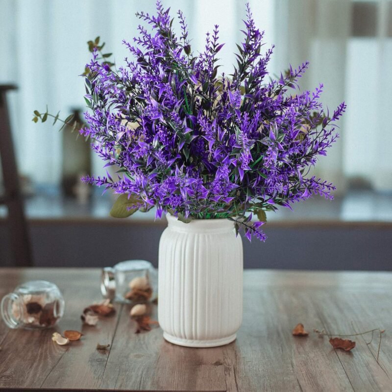 Xiaomoyu 6 Pcs Flores Artificiales de Lavanda, Ramo de Lavanda, Planta Lavanda Decorativas, Flores Artificiales para Exterior, Intérieure, Decoración, Jardín, Fiesta, Boda - Morado - Imagen 4