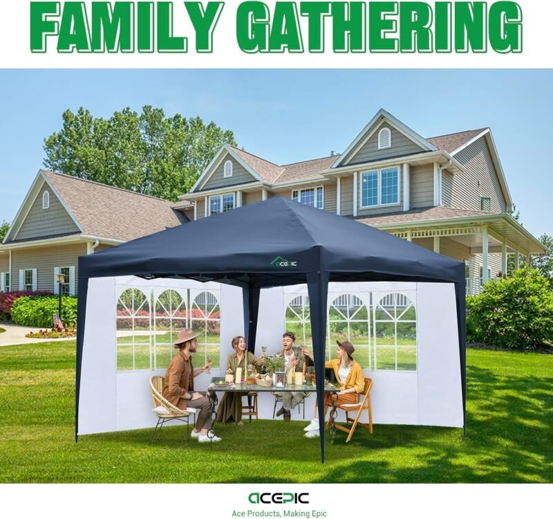 Acepic 2 Carpas Laterales para cenadores de 3 x 3 m, Pared Lateral con Ventana para Carpa de jardín y cenador Plegable (Blanco, 3x3m 2pcs) - Imagen 5
